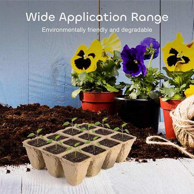 GROWNEER 432 Cells Peat Pots Seed Starter Trays 36 Packs Biodegradable Seedling Pots Germination Trays Organic Plant Starter Kit with 15 Pcs Plant Labels