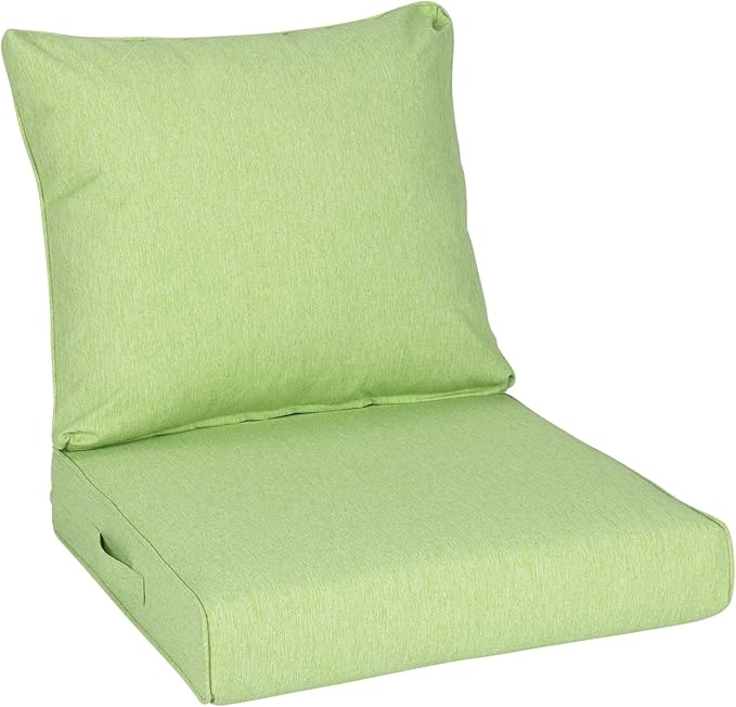 Aoodor 25" x 25" Patio Deep Seat Cushion Set, Water Resistant & Fade Resistant Outdoor Furniture Cushions with Adjustable Straps for Patio, Deck, Garden, Green