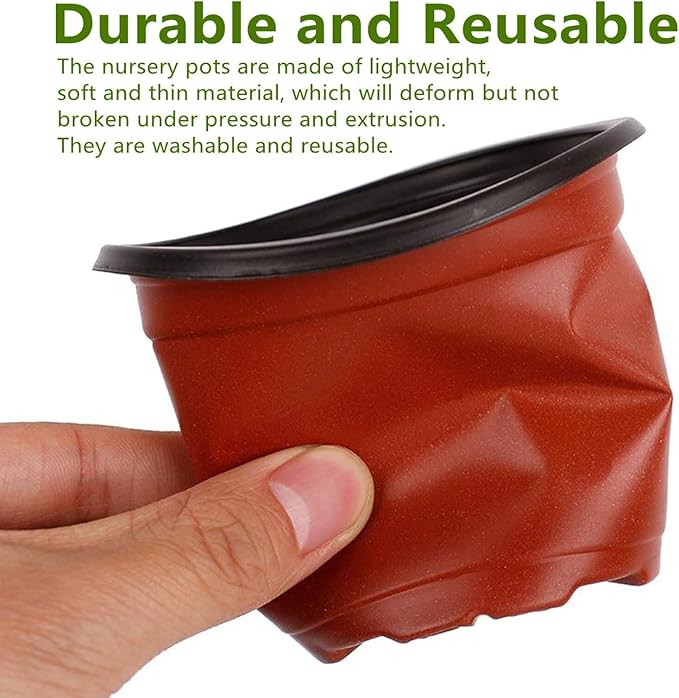 100 PCS 8 Inches Plastic Plant Nursery Pots Reusable for Succulents Seedlings Cuttings TransplantingSeedlings Plastic Plant Pots with Drainage Holes
