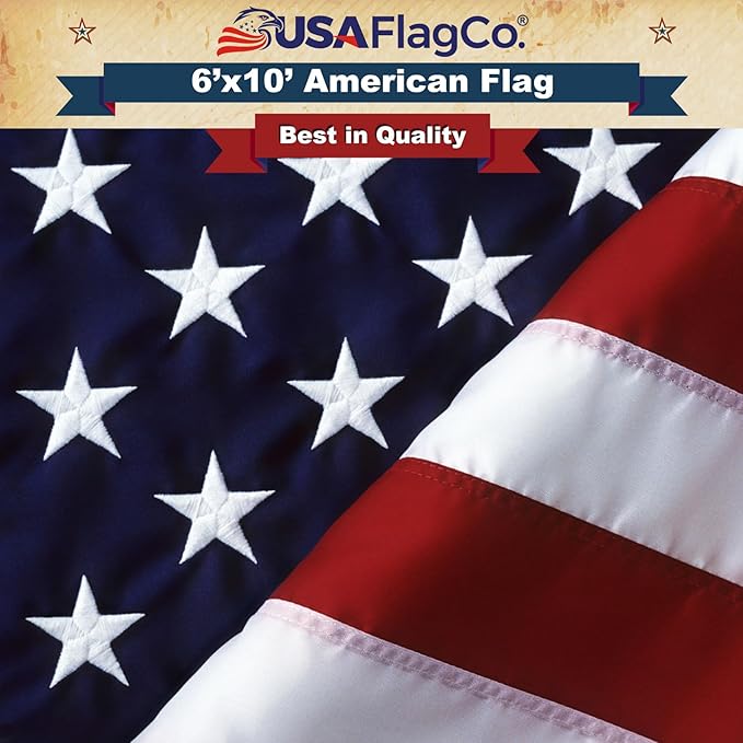 American Flags for Outdoors | USA Flag Co. Made in USA: The Best 6x10 Embroidered Stars and Sewn Stripes, United States Flag 6 x 10 ft