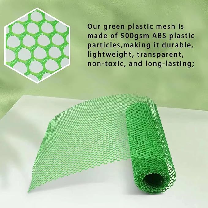 Upgraded Plastic Chicken Wire Fence Mesh(16INx10FT) - Black/Green/White Colors 0.3" Openings,for Garden Net, Poultry Fencing, Chicken Wire Frame,Animal Cage Fence,Floral Netting (Green)…