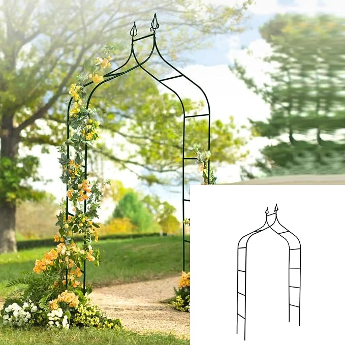8.3 Ft H x 4.6 Ft W Metal Pergola Arbor for Various Climbing Plant Wedding Garden Arch Bridal Party Decoration Wide Arbor
