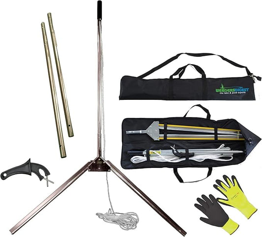Water Land & Home WeedShear Lake Weed Cutter – 49″ V-Blade Aquatic Vegetation Remover – Manual Weed Razor Tool for Milfoil, Lily Pads, Pond & Lake Weeds – Includes Rope, Sharpener & Case