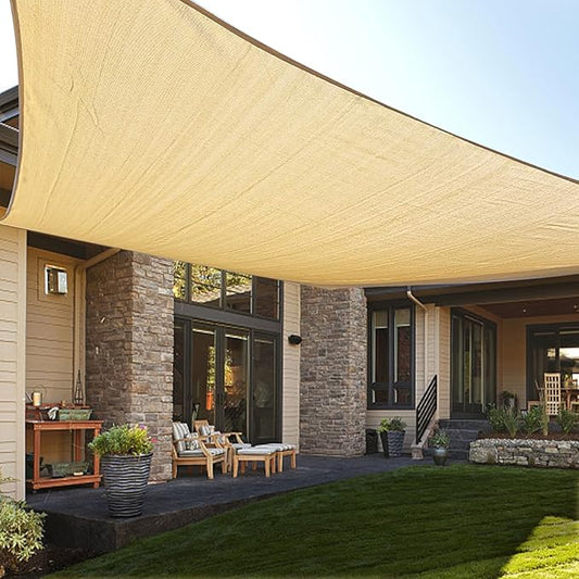 LOVE STORY Custom Size 9'x18' Sand Sun Shade Sail Rectangle UV Block Canopy Patio Sail Sunshades Fabric for Outdoor Garden Carport (We Make Custom Size)