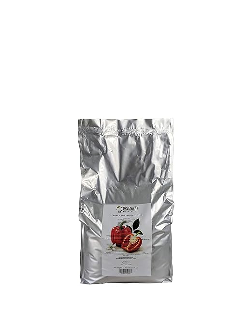 Greenway Biotech, Inc. Pepper & Herb Fertilizer 11-11-40 Powder with Micronutrients and Trace Minerals- 100% Water Soluble Fertilizers (25 Pounds Makes 5000 Gallons)