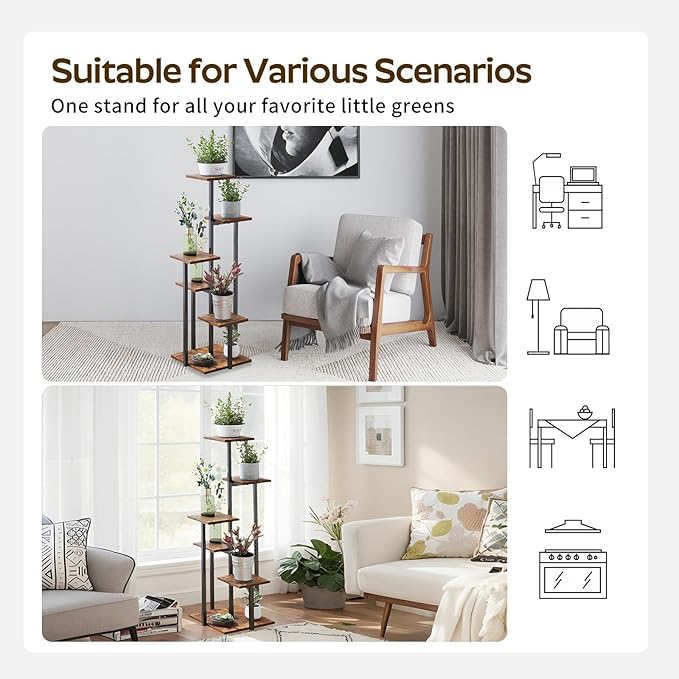 5 Tier Plant Stand Indoor, Tiered Plant Stands for Indoor Plants Multiple, Corner Flower Stand for Living Room, Multi-Layer Vintage Design Plant Shelf