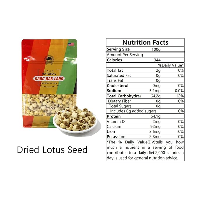 DOL Natural Dried Lotus Seeds Packed In USA 莲子干 8 Ounce,100% Natural, Dried White Lotus Seeds Lian ZI, Rich In Methionine for Health, 白莲子 蓮子 白蓮子 for Herbal Tea