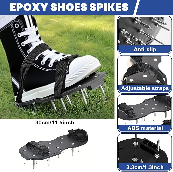 Self-Levelling Cement Tool Kit, Epoxy Floor Kit, Spike Roller for Self Leveling, Floor Leveling Tools with Epoxy Roller, Epoxy Shoes Spikes, Self-Leveling Rake, Stainless Steel Scraper, Extension Rods