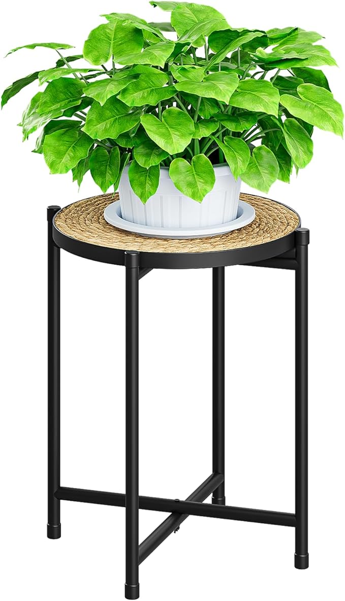 Bamworld Plant Stand Indoor Rattan Plant Table for Large Plants Tall Plant Holder Small Boho Pot Stand for Living Room Bedroom Balcony