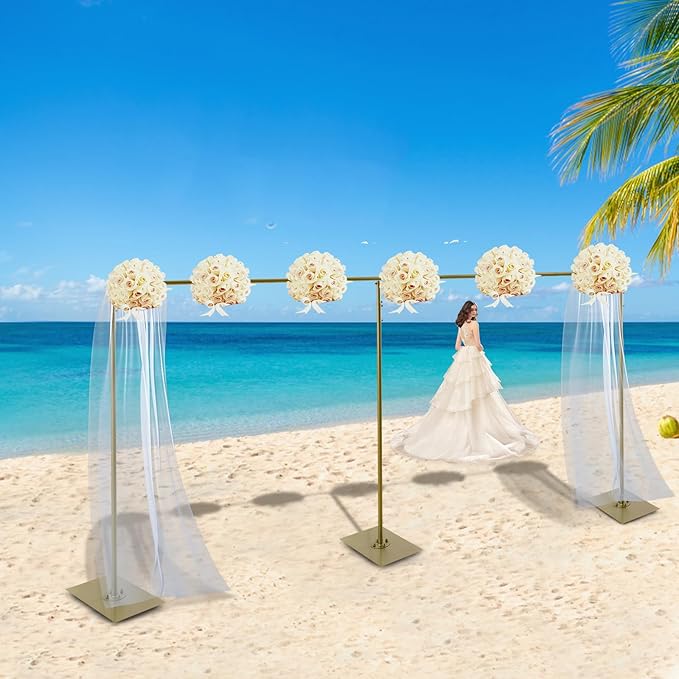 Wedding Arch Backdrop Stand Gold 19.7*9.8FT Adjustable Wedding Arches for Ceremony Metal Balloon Arch Stand Garden Arbor Frame for Wedding Birthday Party Baby Shower Photo Booth Background Decoration