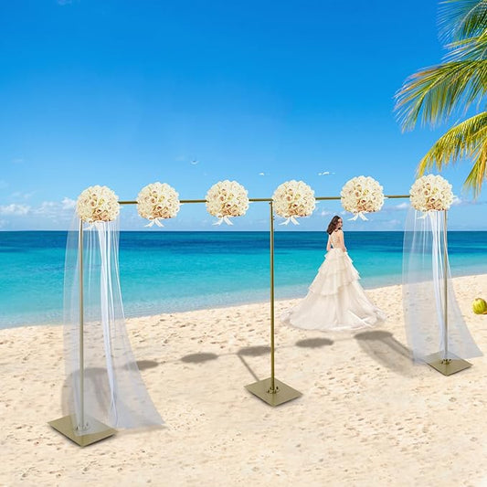 Wedding Arch Backdrop Stand Gold 19.7*9.8FT Adjustable Wedding Arches for Ceremony Metal Balloon Arch Stand Garden Arbor Frame for Wedding Birthday Party Baby Shower Photo Booth Background Decoration