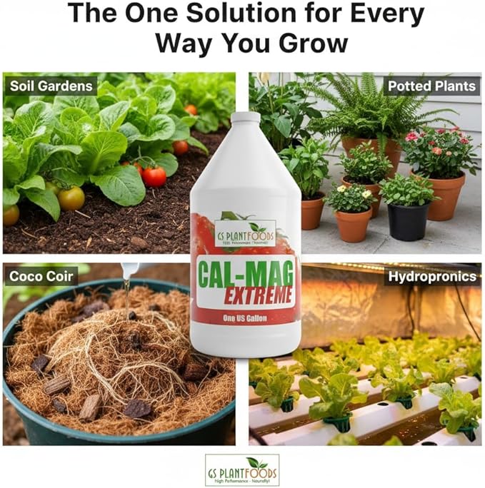 GS Plant Foods Cal-Mag Extreme Liquid 1 Gallon Fertilizer with Calcium, Magnesium, Iron and Sulfur Supplement, Corrects Secondary Nutrient & Trace Element Deficiencies, N-P-K of 2-0-0
