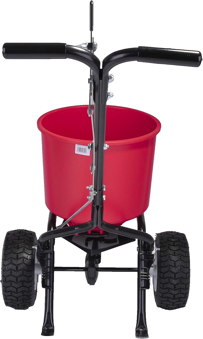 EarthWay 2600A-PLUS Spreader Lawn Aerator & Fertilizer Spreader, 40lb Hopper Capacity, Red, Durable, All Terrain Pneumatic Tires, Rust-Proof Polypropylene, Epoxy Coated Steel Frame