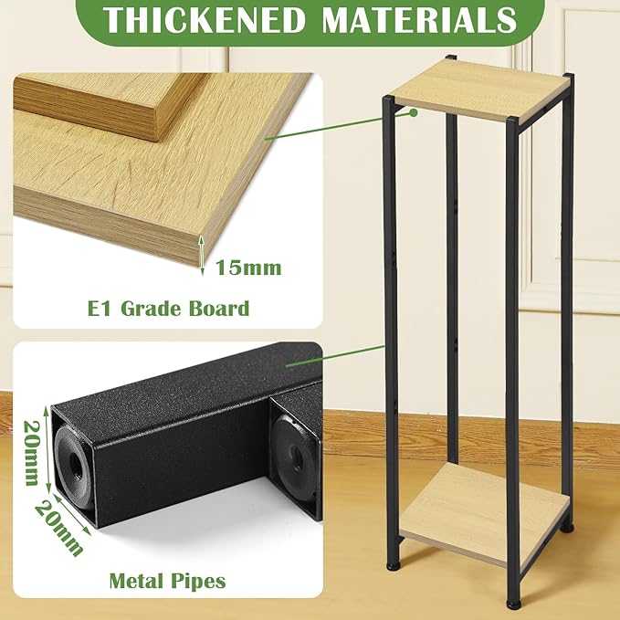 Extra Tall Plant Stand Indoor,40 Inch Plants Stands,2 Tier Metal Plant Stand with Heavy Duty Wood,Yellow Oak and Black