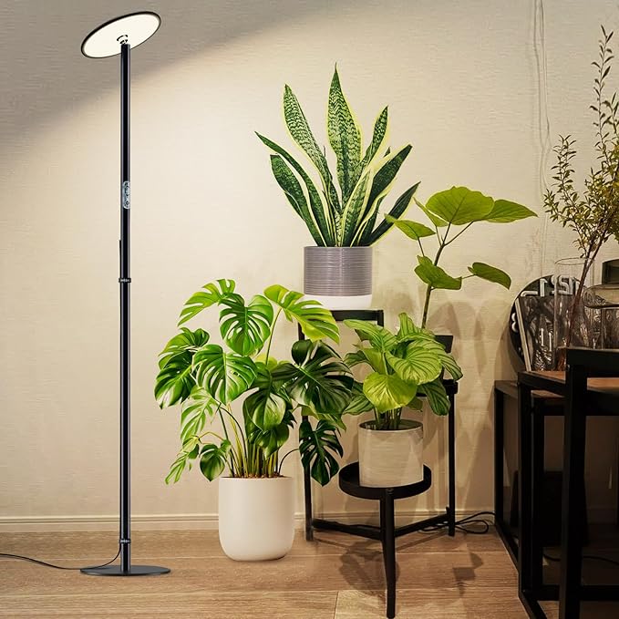 69” Tall Grow Lights for Indoor Plants Full Spectrum, 40W Sunlike Standing Plant Lights for Indoor Growing, 10-Level Dimmable, Adjustable Height for Various Plant Sizes