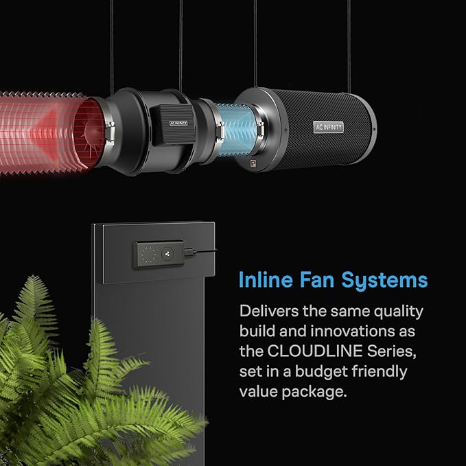 AC Infinity Air Filtration Kit 6”, CLOUDLINE LITE Inline Fan and Carbon Filter Combo, Cooling and Ventilation System for Grow Tents, Hydroponics, Indoor Gardening