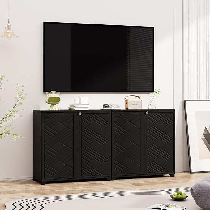 Outdoor/Indoor Storage Box,Resin and Plastic Storage Cabinet Waterproof,Outdoor Cabinet for Patio/Garden/Balcony/Backyard/All Room(NO Shelf-Black)