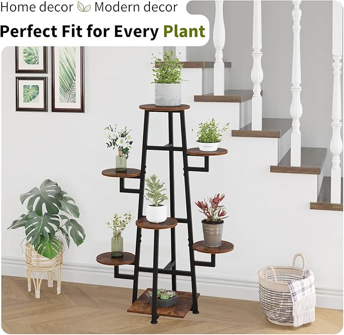 7 Tier Plant Stand Indoor, Tiered Plant Stands for Indoor Plants Multiple, Corner Flower Stand for Living Room, Multi-Layer Vintage Design Plant Shelf