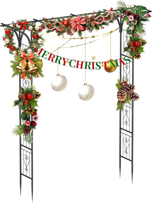 Garden Arch Trellis 7FT Wedding Arch Backdrop Stand,Metal Garden Arbor Trellis for Plant Climbing Outdoor, Plant Arch with Anchored Pile, Flower Arch Stand Balloon Decor,Archway Pergola