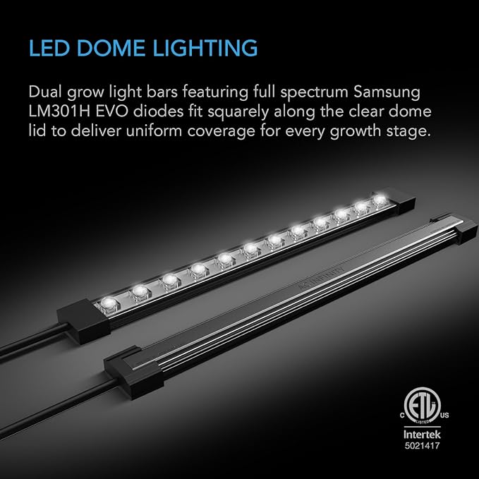 AC Infinity Heavy-Duty Large Humidity Dome 6x12 Germination Kit, Full Spectrum LED Grow Light Bars w/Samsung LM301H EVO LEDs, Heat Mat, 3 mm Thickest Dome, Trays, Extension Panels, for Seed Starting