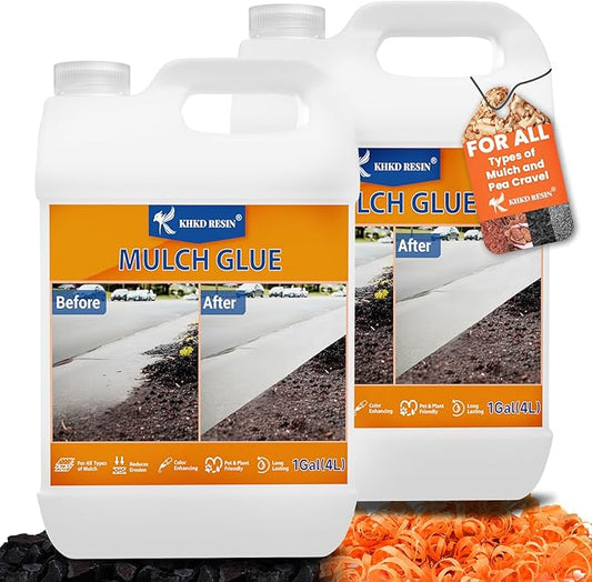 Mulch Glue for Landscaping, 2 Gallon Rock Glue, Pea Gravel Binder Stabilizer, Bond Lock Rubber Mulch Anchor, Strong Rock Lock, Safe Landscape Adhsive for Lawn, Patio, Garden Border