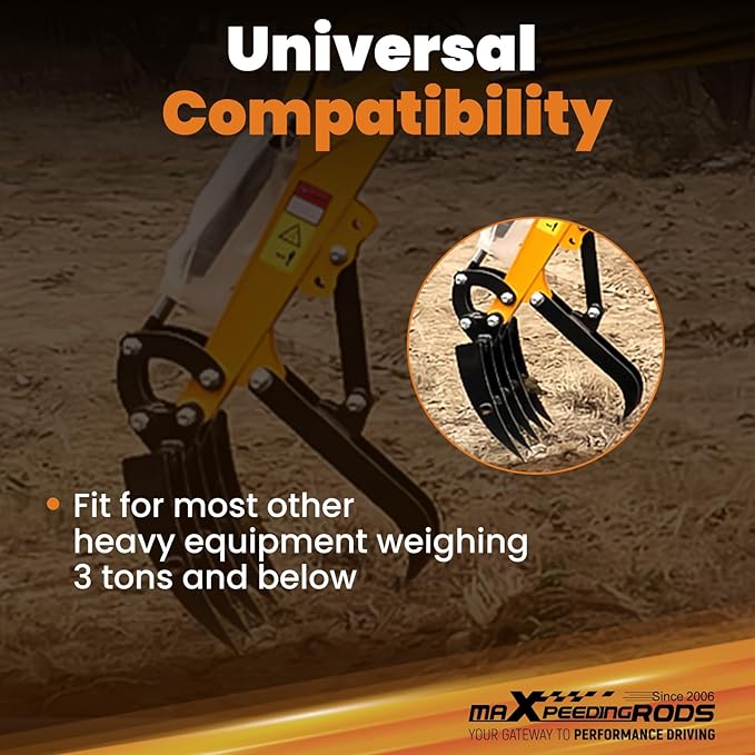 maXpeedingrods Mini Excavator Rake, Wide Backhoe Rake for 0.8-1.5T Excavators, Hydraulic Tilt Excavator & Backhoe Attachment for Excavator