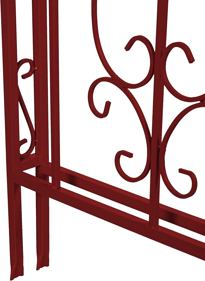 Plow & Hearth Arch Metal Outdoor Garden Arbor, 84 inches Tall, Iron Trellis Lattice for Climbing Plants, Wedding Arch, Outdoor Patio Décor (Red)