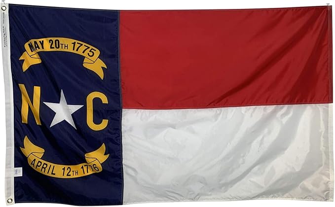 6x10' North Carolina Flag - All Weather Nylon & Reinforced Fly End Stitching - Made in USA