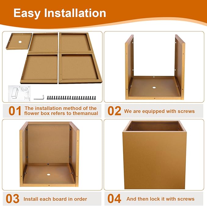 Corten Steel Planter Box 24"x24"x25", Metal Planter Spliced Flower Pot with Partitions, Outdoor & Indoor Large Rectangular Planter Box for Porch, Patio, Garden, Commercial Décor