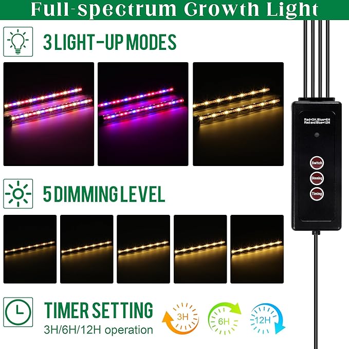 2 Set Seed Starter Kit 40-Cell Seed Starter Tray with Grow Light Full Spectrum Seedling Heat Mat 40 Peat Pellets Seed Starting Soil Plant Label Garden Tool for Germination Seeds Growing, Black