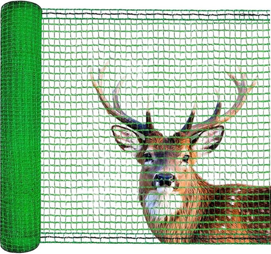 Deer Fence Netting, 4x100 Ft Plastic Mesh Netting for Garden Protection, Temporary Fence Animals Barrier for Bird, Chicken, Reusable Mesh Fencing Roll for Vegetable, Fruit Tree, Shrubs, Green
