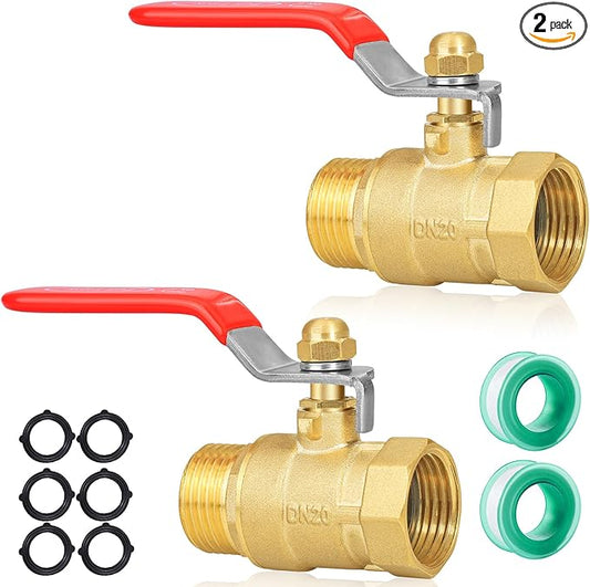 Garden Hose Shutoff Valve, 3/4'' GHT High Flow, Heavy Duty Brass Shutoff Valve (3/4"GHT valve (Long Handle)2PCS)
