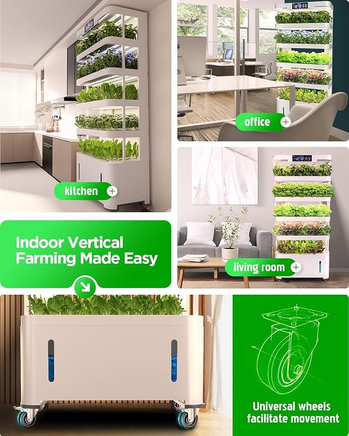 Woolooloo Large Hydroponics Growing System Kit, 5-Tier Indoor Herb Garden with Smart Climate Control, Auto Misting, Full Spectrum Grow Light, Vertical Hydroponic System for Home or Commercial
