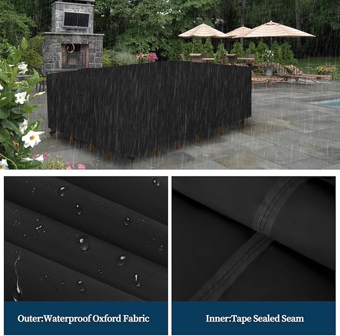 Easy-Going Square Patio Furniture Cover Waterproof Outdoor Dining Table and Chair Cover Anti-UV Outside Sectional Sofa Set Covers (76"L x 76"W x 28"H, Black)