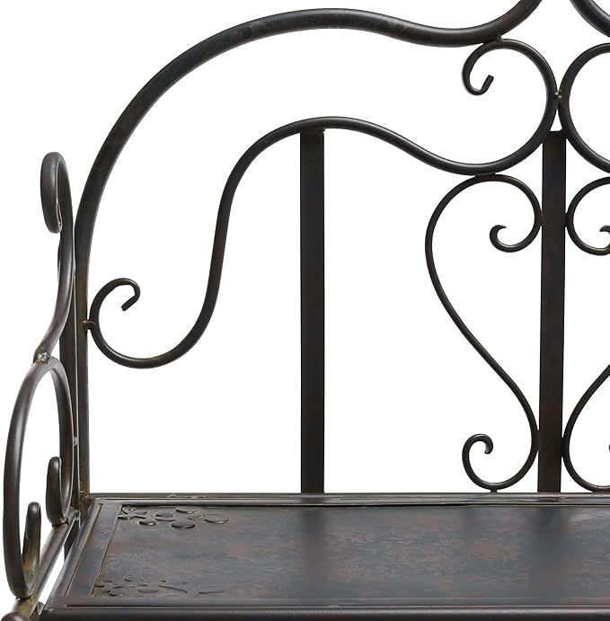 SAFAVIEH Outdoor Collection Tyrique Victorian Black Rust Wrought Iron 4-Tier Shelf Unit