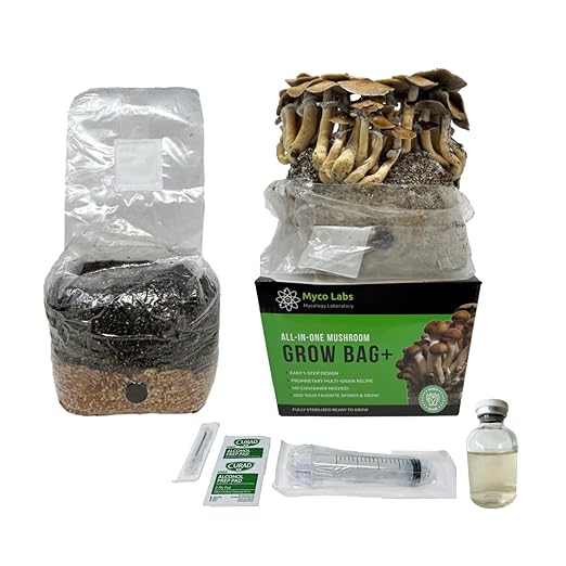 All-in-One Mushroom Grow Bag (4 lbs) for Manure Loving Mushrooms + Spore Germination Jar!