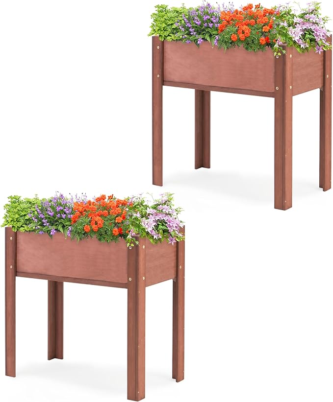 31x16x31 inch Raised Garden Bed with Legs, Elevated Wooden Planter Box for Outdoor Plants Flowers Fruits Vegetable Herb Growing