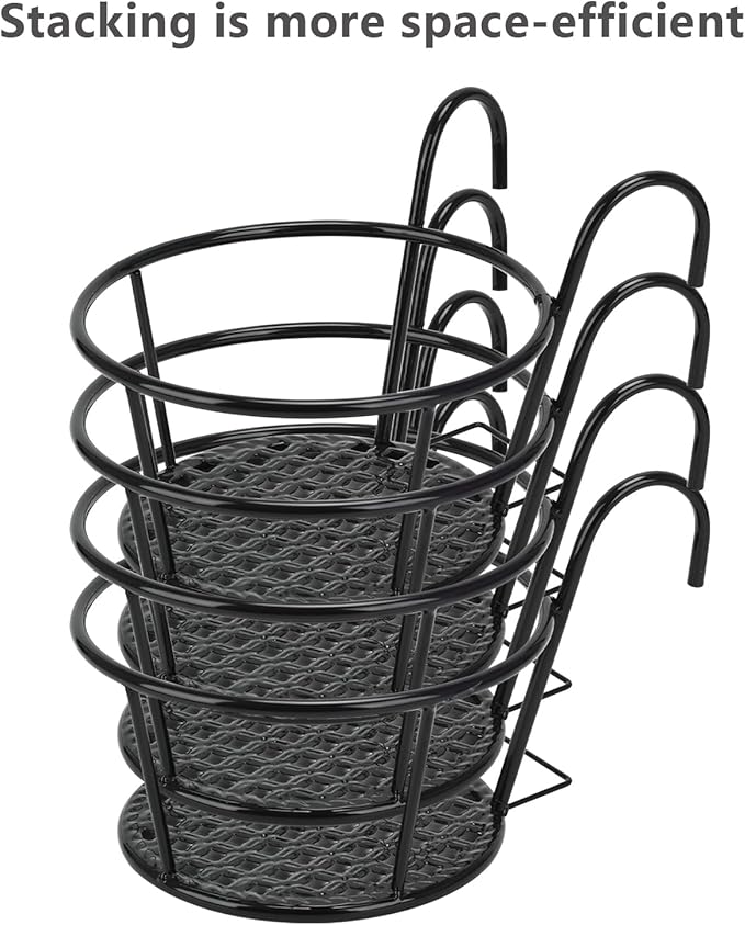 4 Pack Hanging Baskets Pot Stand Plant Holders for Porch Railing
