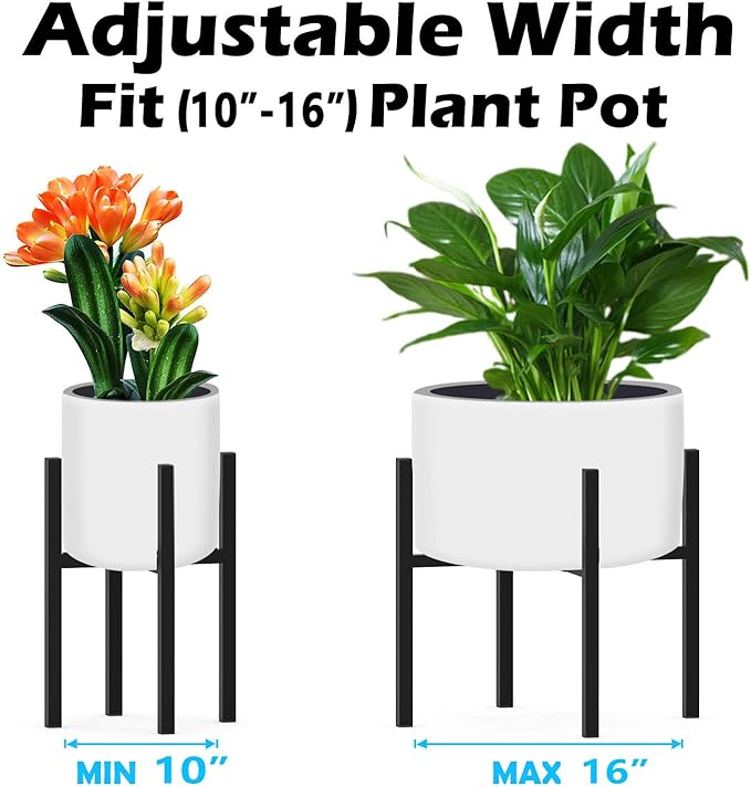 Heavy Plant Stand for 10"-16" Plant Pot Indoor Outdoor Corner, Adjustable Metal Heavy Duty for Large Pot (Black 1 Pack)