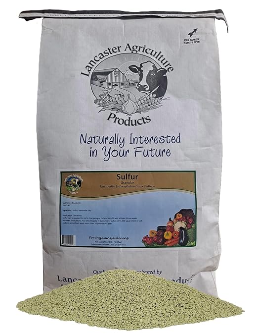 Organic Elemental Sulfur Fertilizer 90% 20 Pounds Acidic Soil Amendment, Hydrangea & Blueberry Fertilizer, Ideal for Garden Soil & Lawn Care - Lancaster Agricultural Products.