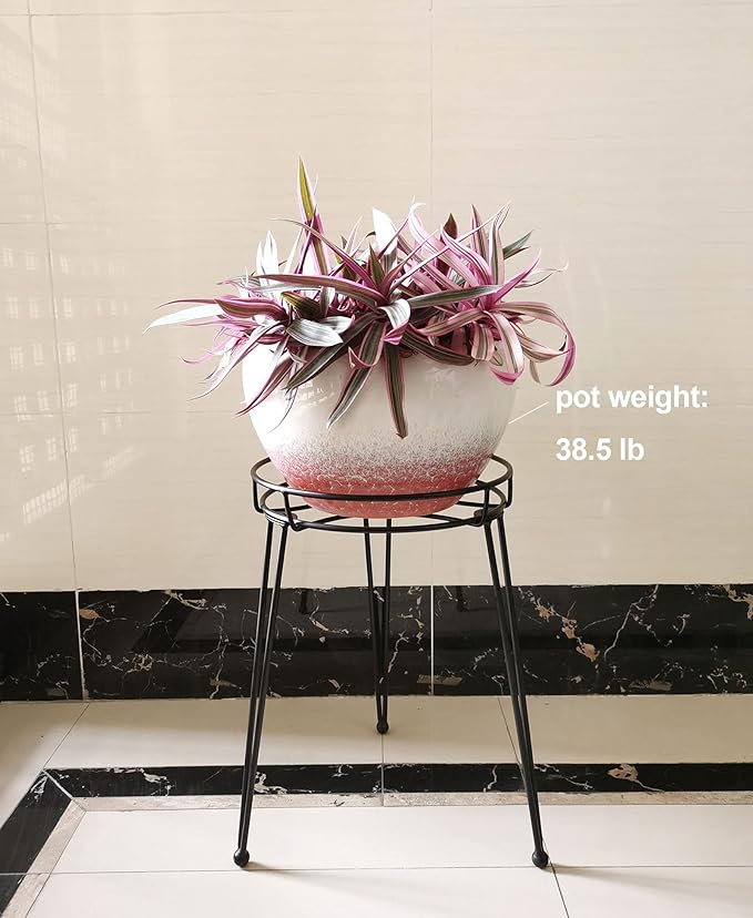 Midcentury Modern Metal Potted Plant Stand 18.7 inches Tall Flower Pot Holder Large Rustproof Iron Garden Container Heavy Duty Rack for Planter,Black (18.7 inches Tall Black)