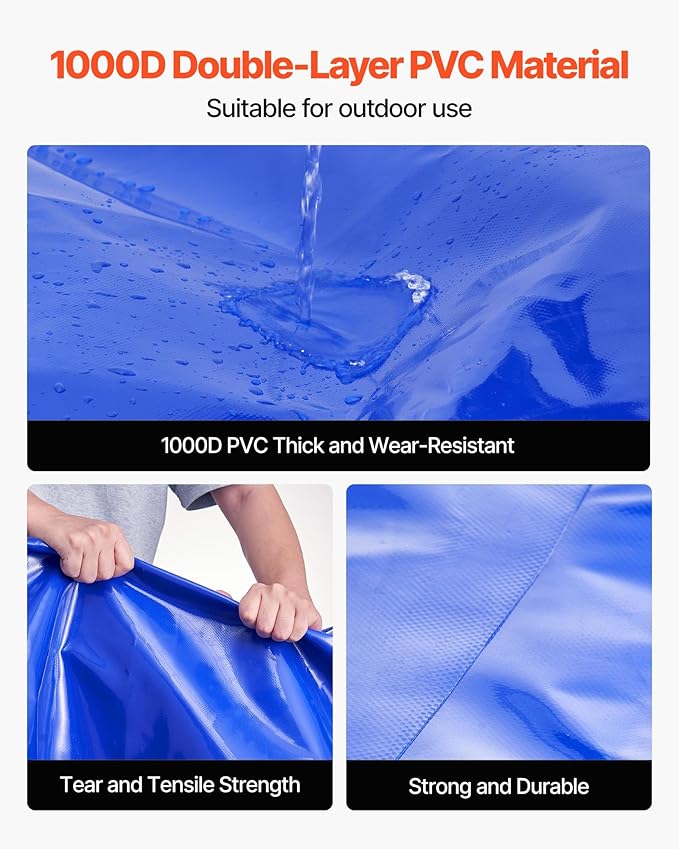 VEVOR Water Storage Bladder, 87 Gallon (330L) Water Storage Container Tank, 1000D PVC Large Capacity Soft Bag Bladder, Collapsible Portable for Garden Irrigation, Camping, RVs, Fire Prevention, Blue