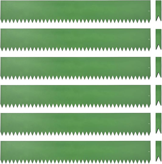 Landscape Edging Kit, Galvanized Steel Edging Landscape Lawn Edging Powder for Lawn Yard, Coated Bendable Metal Strips, No-Dig Hammer-in Edging Border w/Clips (6 INCH 6 PCS, Green)