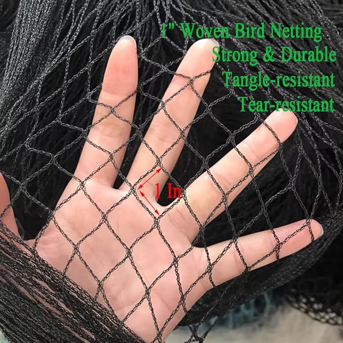 50X50 FT Bird Netting for Chicken Coop, 1 in Mesh, Woven Chicken Netting Roof Mesh Cover Garden Protection for Vegetables, Blueberry, Strawberry Plants, Fruit Trees.