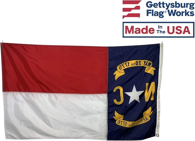 6x10' North Carolina Flag - All Weather Nylon & Reinforced Fly End Stitching - Made in USA
