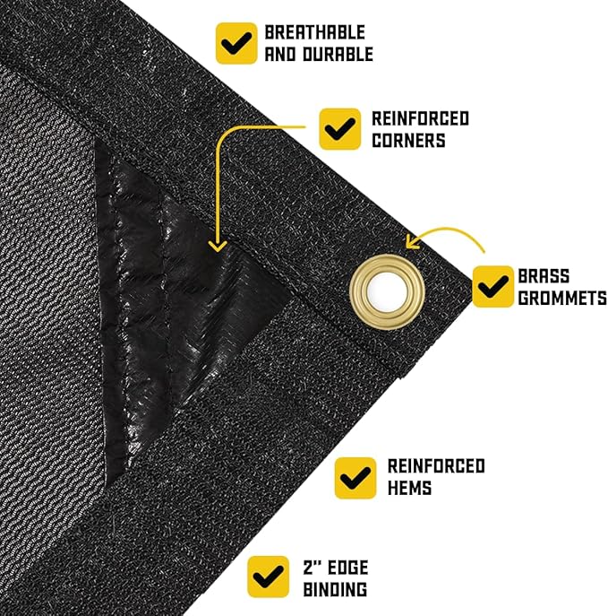 Core Tarps 60% Black Shade Cloth with Grommets - 30 X 50 FT Heavy Duty Mesh Tarp - Sun Shade Cloth for Garden Vegetables Plants Greenhouse Outdoors Backyard Fences Dump Trucks Patio Mesh Shade Tarp