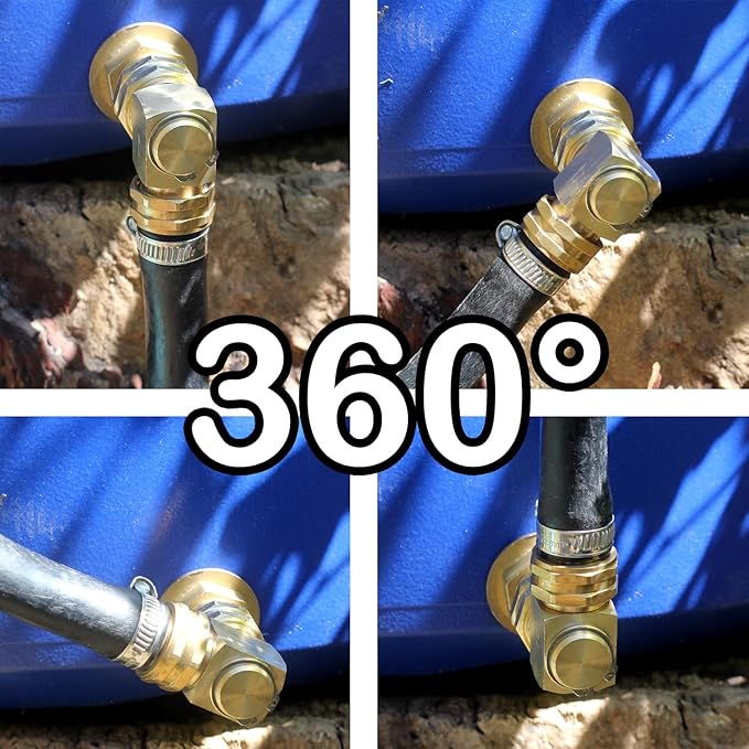 Garden Hose Elbow 90Degree Solid Brass Right Angle 3/4 GHT Swivel Extension Fitting Connector (2 PCS)