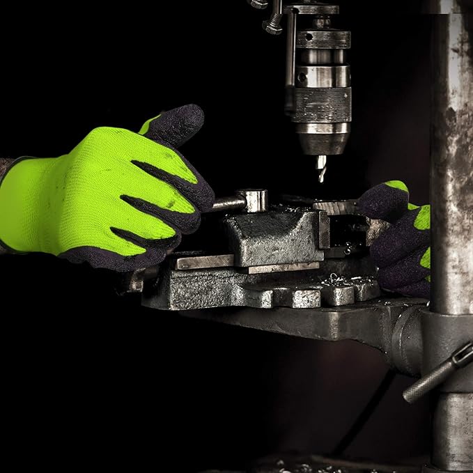 Evridwear Crinkle Latex Rubber Hand Coated Safety Work Gloves for Men Women General Multi Use Construction Warehouse Gardening Assembly Landscaping (Medium,Green- 12Pair)