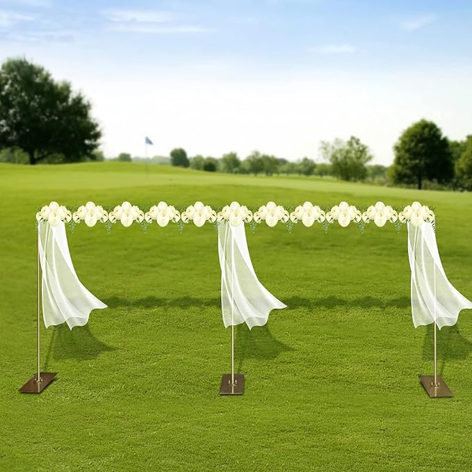 Wedding Arch Backdrop Stand Gold 19.7*9.8FT Adjustable Wedding Arches for Ceremony Metal Balloon Arch Stand Garden Arbor Frame for Wedding Birthday Party Baby Shower Photo Booth Background Decoration