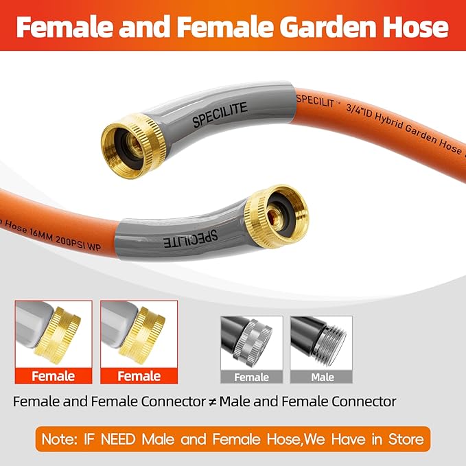 SPECILITE Garden Water Hose 10 ft x 3/4 in with Female to Female Connector, Small Leader Hose for Hose Reel, Heavy Duty, Flexible & Lightweight, Water Pipe, Outdoor Water Hose Extension Adapter